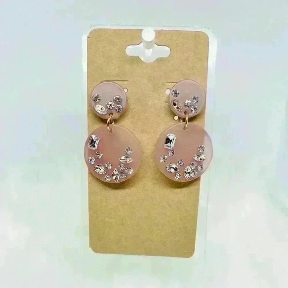 Sparkly Pink Round Statement Earrings - Picture 1 of 2